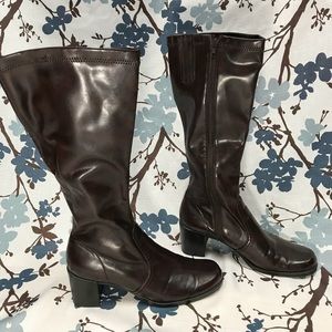 Dark Brown Faux Leather Aerosoles Boots Size 9.5
